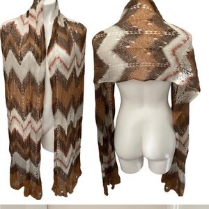 Rare Missoni Brown and White Zigzag Scarf